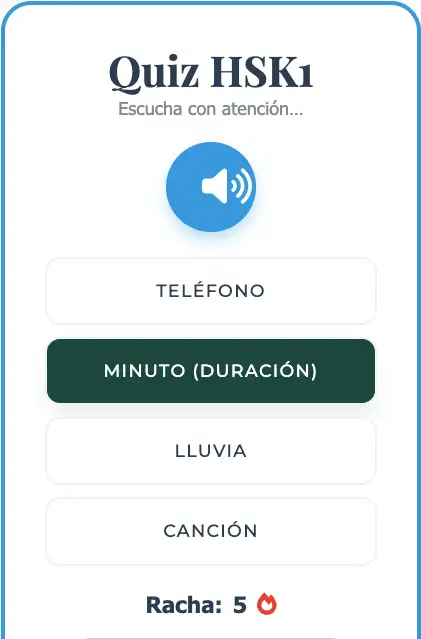 Quiz interactivo de vocabulario HSK 1 para poner a prueba el nivel de chino mandarín.