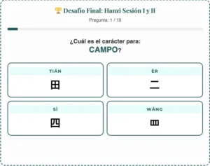 Caracter chino campo tian reto visual hanzi