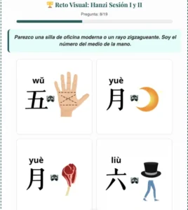 Mnemotecnia reto visual hanzi numero cinco wu